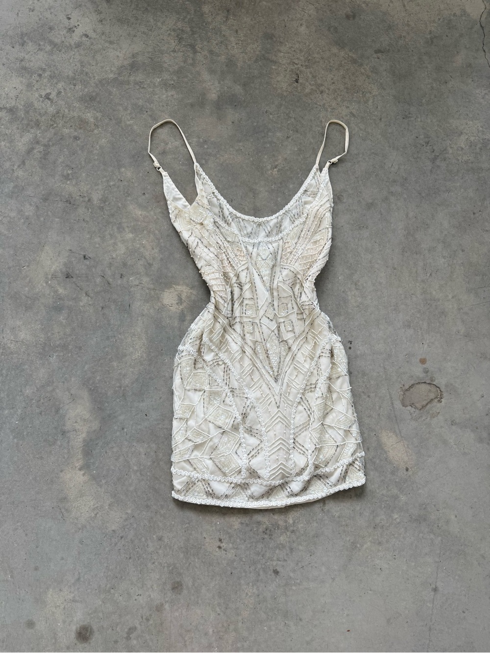 ASOS White Beaded Spaghetti-Strap Mini Dress